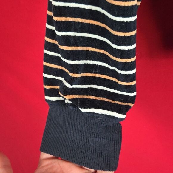 A.P.C.Striped Velour‎ Sweatshirt Navy Blue Mens Size Medium - Picture 5 of 9